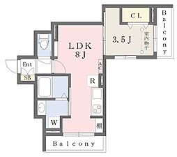 レジデンシアプラシデス 1LDKの間取図画像