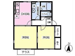 サンフォルテ 1階2DKの間取り