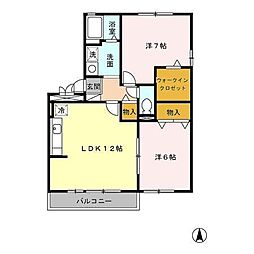 JR中央本線 甲府駅 3.5kmの賃貸アパート 3階2LDKの間取り
