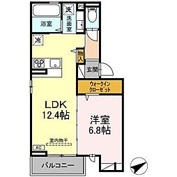 JR中央本線 甲府駅 3.8kmの賃貸アパート 2階1LDKの間取り