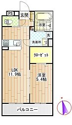 JR身延線 国母駅 徒歩30分の賃貸マンション 1階1LDKの間取り