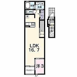 JR身延線 常永駅 徒歩33分の賃貸アパート 2階1LDKの間取り