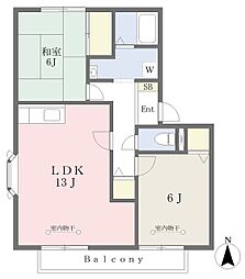 グレイスロイヤルS 2LDKの間取図画像