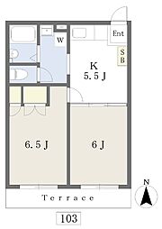 コンフォート敷島A 2Kの間取図画像