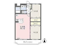 ルミエール 2LDKの間取図画像