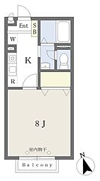 メゾンドール 1Kの間取図画像