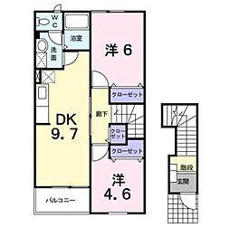 ドルチェヴィータB 2DKの間取図画像
