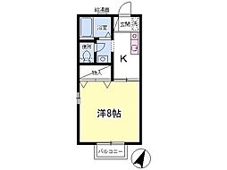 ハイツグレープB 1Kの間取図画像