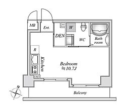 リエス千葉新宿 4階ワンルームの間取り
