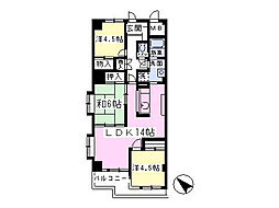 メゾンゴールド 2階3LDKの間取り