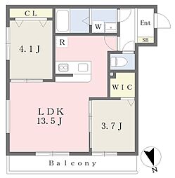 プランドール西都賀1 1階2LDKの間取り