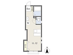 グランニール蘇我 1階ワンルームの間取り