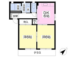 ジュネス富士見四番館 1階2DKの間取り