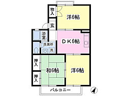 シルクタウン高品 1階3DKの間取り