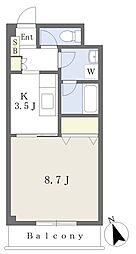 ドミール高山2 1Kの間取図画像