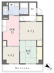 エイム本町 3DKの間取図画像