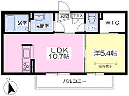 オアシスX 1LDKの間取図画像
