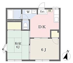 タウニィ足立C棟 2DKの間取図画像