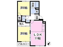 グラン橘 2LDKの間取図画像