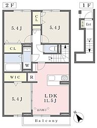 アビタシオン若葉B 3LDKの間取図画像