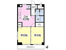 カンファー新宿 2DKの間取図画像