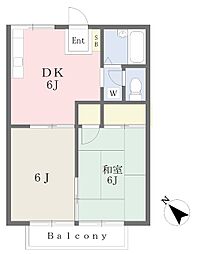 アネックスリバー 2DKの間取図画像