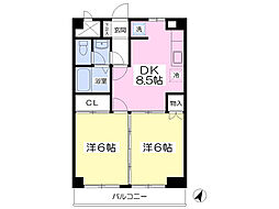 カンファー新宿 2DKの間取図画像