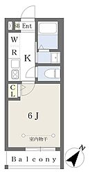 ヘリオス芝山 1階1Kの間取り