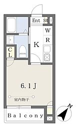 ヘリオス芝山 3階1Kの間取り
