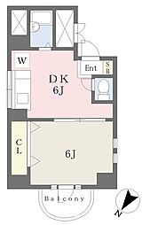スカイコトハウス津田沼 3階1DKの間取り