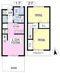 フォレスト 1階2LDKの間取り