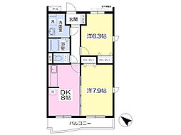 ヴィスタ　ブエナ 2階2DKの間取り