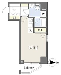 ブリエ船橋 6階ワンルームの間取り