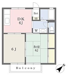 リブレ印内 2DKの間取図画像