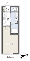 MIMU南海神 1Kの間取図画像