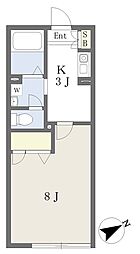 スプルース西船 1Kの間取図画像