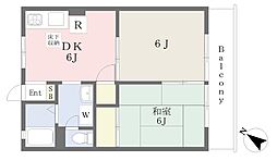 海神エミナース 2DKの間取図画像