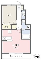 オークハイツ・ビバーチェ 1LDKの間取図画像