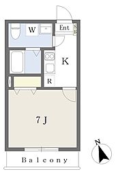 アセントY船橋 1Kの間取図画像