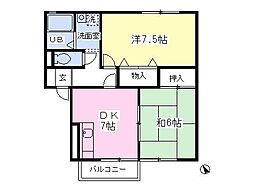 サンモール前貝塚 2DKの間取図画像