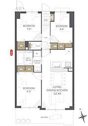 ライオンズガーデン東船橋 3LDKの間取図画像