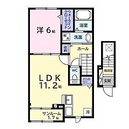 JR内房線 姉ケ崎駅 バス8分 今津朝山公民館下車 徒歩4分の賃貸アパート 2階1LDKの間取り