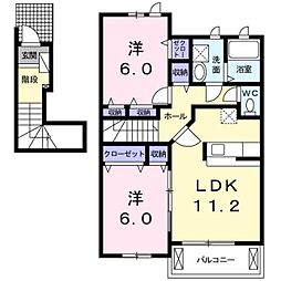 JR内房線 木更津駅 バス14分 祇園小前下車 徒歩8分の賃貸アパート 2階2LDKの間取り