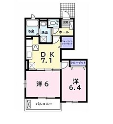 JR内房線 袖ケ浦駅 バス5分 袖ヶ浦高校前下車 徒歩2分の賃貸アパート 1階2DKの間取り