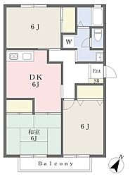 エンブレム壱番館Ｄ棟 2階3DKの間取り
