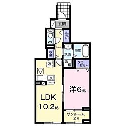 JR内房線 八幡宿駅 バス7分 山木入口下車 徒歩23分の賃貸アパート 1階1LDKの間取り
