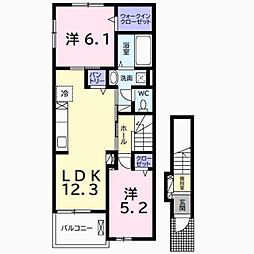 JR内房線 五井駅 徒歩13分の賃貸アパート 2階2LDKの間取り