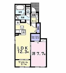 JR久留里線 横田駅 徒歩4分の賃貸アパート 1階1LDKの間取り