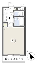 辰巳第7マンション 2階1Kの間取り