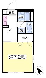 ロイヤルガーデンＡ 1階1Kの間取り